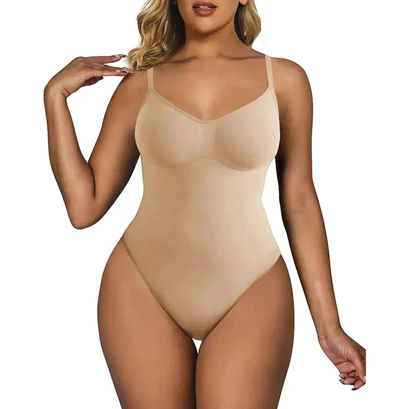 Seamless Women'S Bodysuit Tummy Control Shapewear Slimming Underwear Nylon Panty No Sleeve Spring Sensual Style