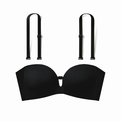 Strapless Front Closure Bra Padded Push up Lift Bra Non Slip Grip Wireless Supportive Seamless Tube Jelly Bra Add Cup Underwear