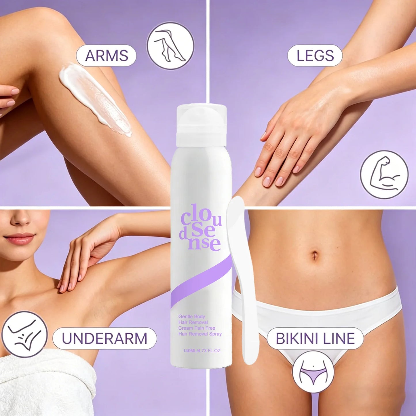 Painless Full Body Hair Removal Spray – Soothes Redness, Inhibits Hair Growth, Refreshing Full Body Use for Underarm, Leg, Arm
