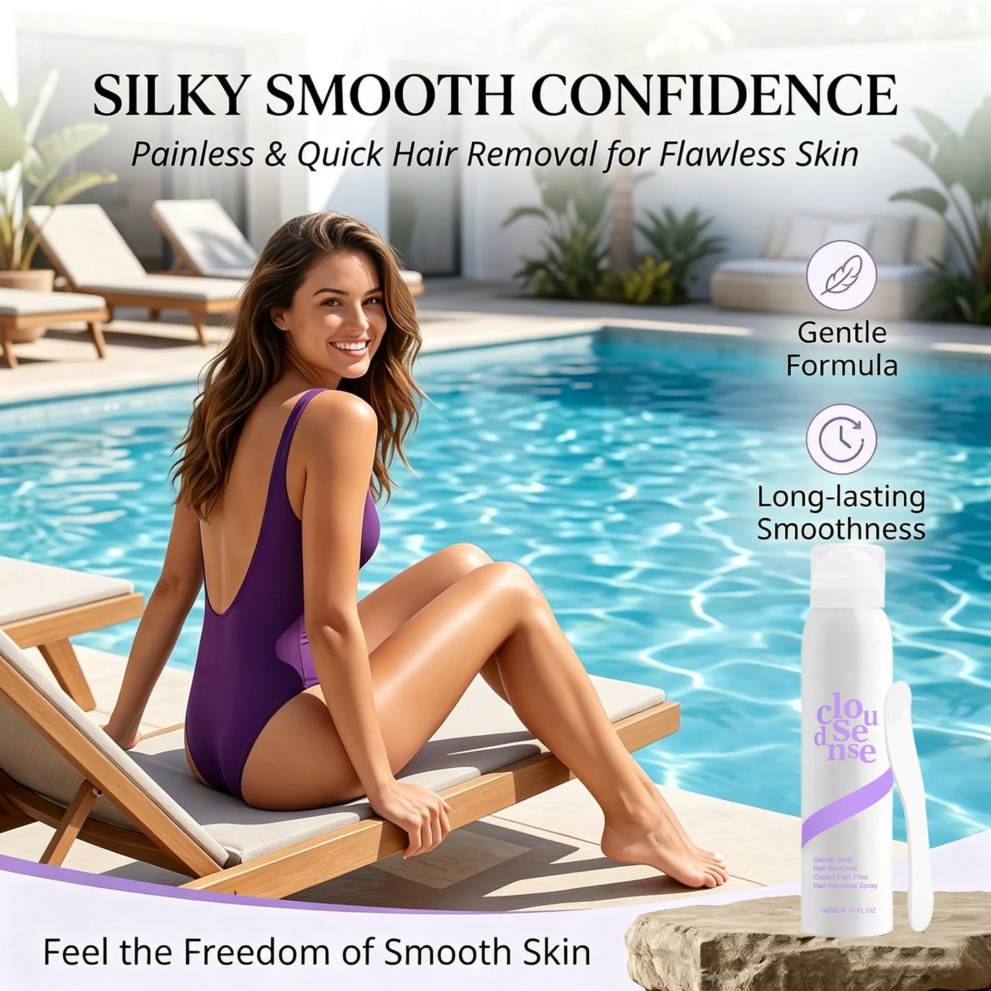Painless Full Body Hair Removal Spray – Soothes Redness, Inhibits Hair Growth, Refreshing Full Body Use for Underarm, Leg, Arm