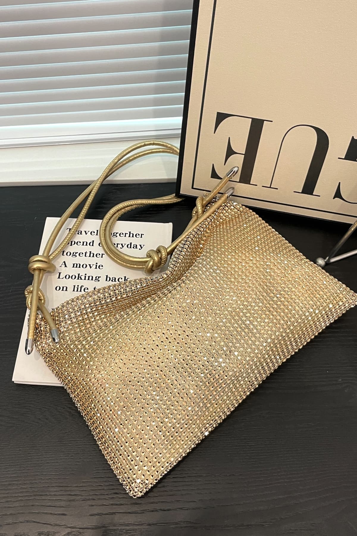 Rhinestone Knotted Strap Crossbody Bag