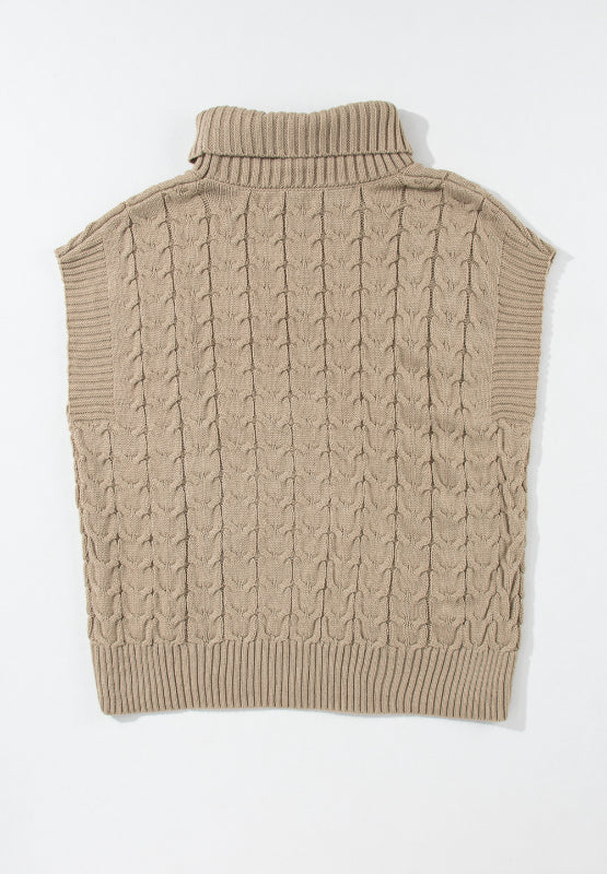 Cable Knit Turtleneck Short Sleeve Sweater